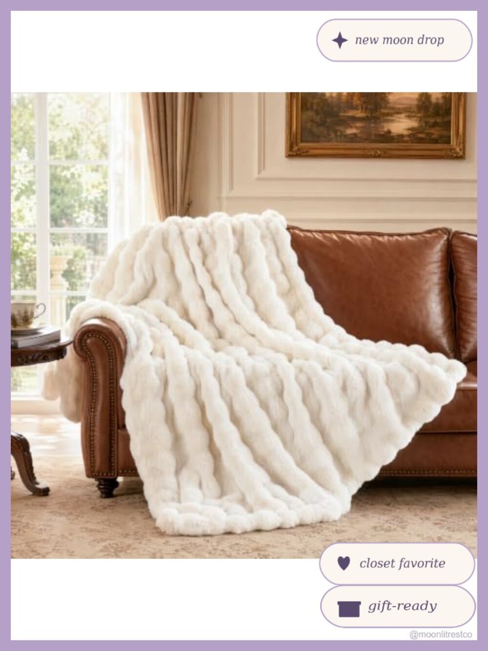 Faux Fur Bubble Queen Blanket Throw 90x90 Microfleece